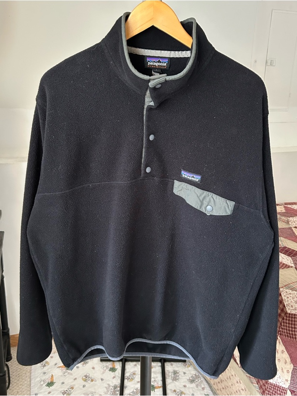Patagonia Fleece Synchilla Snap-T Pullover Sweater Jacket Black Large
